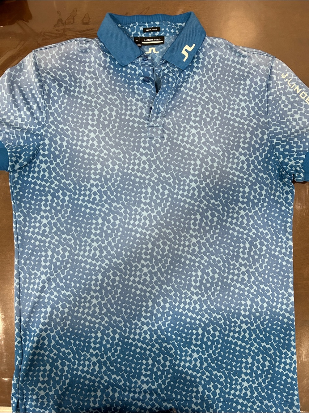J.Lindeberg Blue Geometric Print Polo